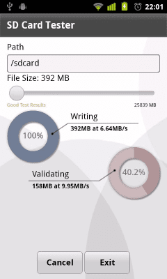 Screenshot of the application SD Card Tester - #2