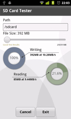 Screenshot of the application SD Card Tester - #3