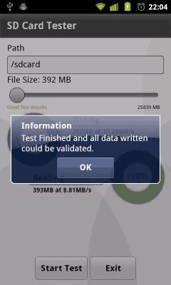 Screenshot of the application SD Card Tester - #4