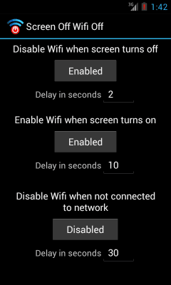 Screenshot of the application Screen Off Wifi Off - #1