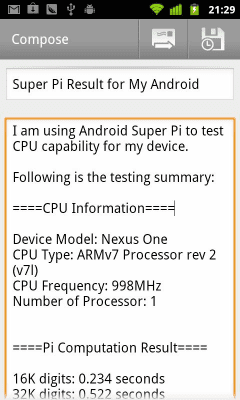 Screenshot of the application Super PI - #2