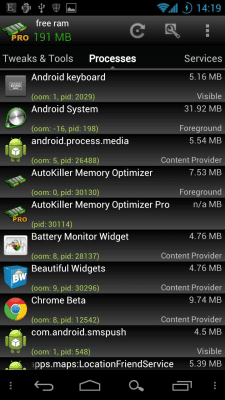 Screenshot of the application AutoKiller Memory Optimizer - #4