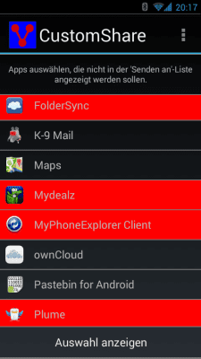 Screenshot of the application CustomShare - #1