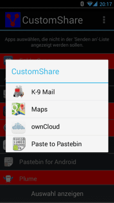 Screenshot of the application CustomShare - #2
