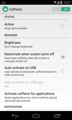 Screenshot of the application Caffeine - #1