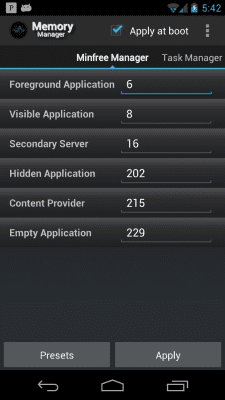 Screenshot of the application Memory Manager - #2
