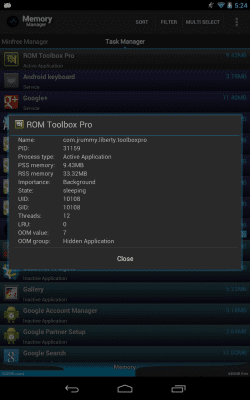 Screenshot of the application Memory Manager - #6