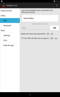 Screenshot of the application Delayed Lock TRIAL - #7