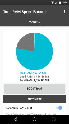 Screenshot of the application Total RAM Booster Free - #1