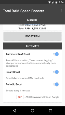 Screenshot of the application Total RAM Booster Free - #2