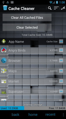 Screenshot of the application Cache Cleaner - #1