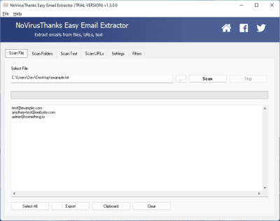 Screenshot of the application Easy Email Extractor - #1