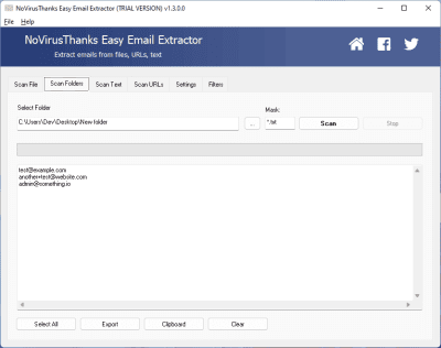 Screenshot of the application Easy Email Extractor - #2