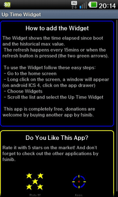 Screenshot of the application Up Time Widget - #2