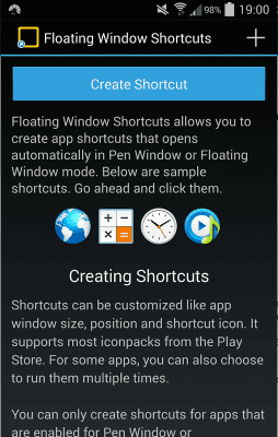 Screenshot of the application Floating Window Shortcuts - #1