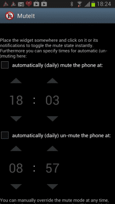 Screenshot of the application Mute It - Widget - scheduled - #2