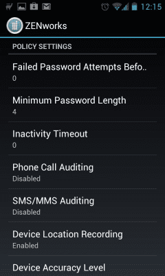 Screenshot of the application ZENworks - #4