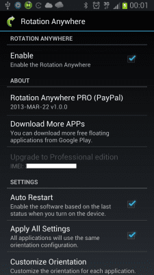 Screenshot of the application Rotation Anywhere - #3