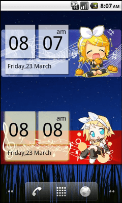 Screenshot of the application Chibi Rin Clock Widget (2x4) - #1