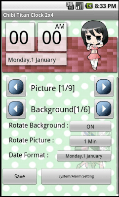 Screenshot of the application Chibi Attack Titan Clock (2x4) - #3
