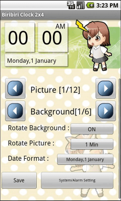 Screenshot of the application Chibi Biribiri Clock Widget - #2