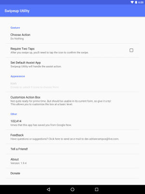 Screenshot of the application Swipeup Utility - #9