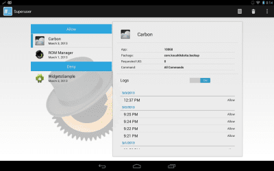 Screenshot of the application ClockworkMod Superuser - #3