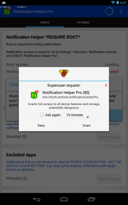 Screenshot of the application Notification Helper *ROOT* - #2
