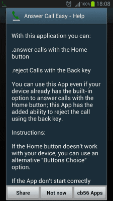 Screenshot of the application Answer Call Home button Easy - #4
