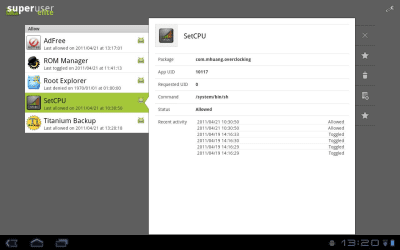 Screenshot of the application ChainsDD Superuser - #4