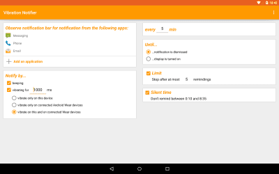 Screenshot of the application Vibration Notifier - #4