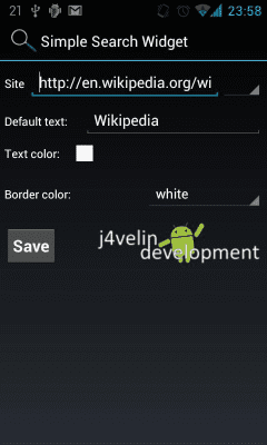 Screenshot of the application Simple Search Widget - #3