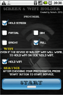 Screenshot of the application Screen & WiFi Holder - #2