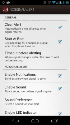 Screenshot of the application No Signal Alert - #5