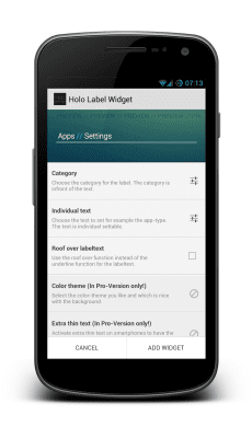Screenshot of the application Holo Label Widget - #4