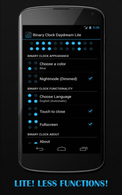 Screenshot of the application Binary Clock Daydream Lite - #2