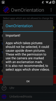Screenshot of the application OwnOrientation - #2
