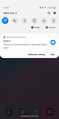 Screenshot of the application Samsung push service - #1