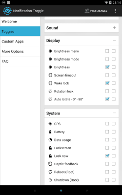 Screenshot of the application Notification Toggle - #5