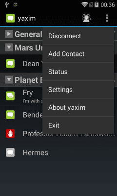 Screenshot of the application yaxim - Jabber/XMPP client - #3
