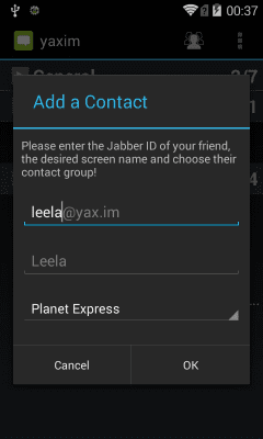 Screenshot of the application yaxim - Jabber/XMPP client - #4