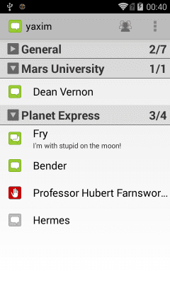 Screenshot of the application yaxim - Jabber/XMPP client - #8