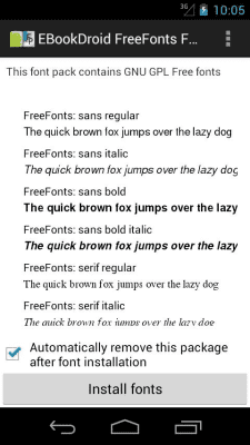Screenshot of the application EBookDroid FreeFonts FontPack - #1