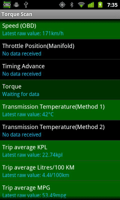 Screenshot of the application TorqueScan (Torque OBD Plugin) - #1