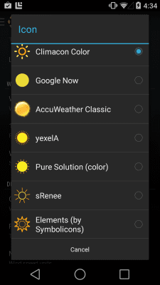 Screenshot of the application Weather icon color (for HDW) - #8