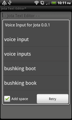Screenshot of the application Voice Input for Jota - #2