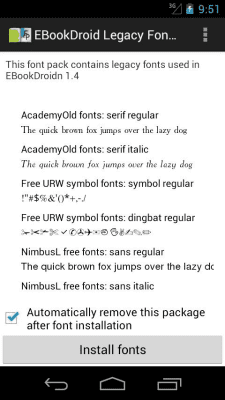 Screenshot of the application EBookDroid Legacy FontPack - #1