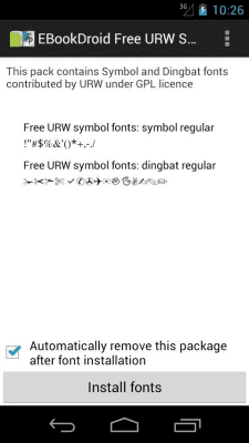 Screenshot of the application EBookDroid URW Symbol FontPack - #1