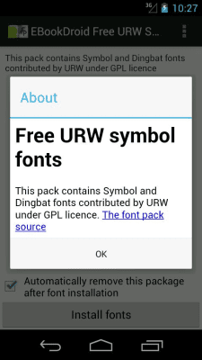 Screenshot of the application EBookDroid URW Symbol FontPack - #2