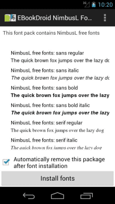 Screenshot of the application EBookDroid NimbusL FontPack - #1